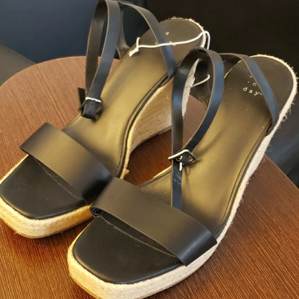 A New Day Tina Black Espadrilles Size 11